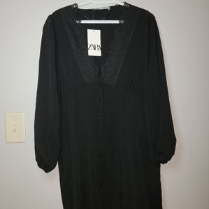 Black dress with lace detail by ZARA